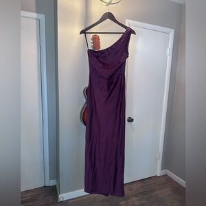 Satin One Shoulder Sheath Bridesmaid Dress Formal Evening Dress Size 4